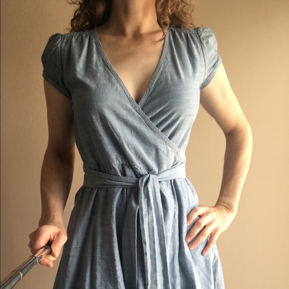 Americana denim chambray wrap dress